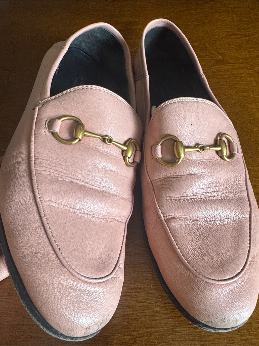 Gucci Pink Leather Horsebit Loafers